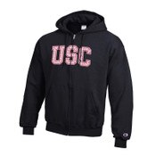 USC Trojan Breast Cancer Versa Twill Champion Black Full Zip Hoodie